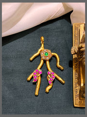 Fusion Multi Colour Flower Pendant in Kundan - KP00182