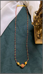 Small Pearl with Beautiful Golden Pearl Pendant Haram - PB00458
