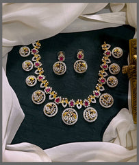 Small Peacock Pendant with  White Stone Necklace in Diamond - DN0061