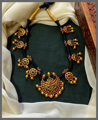 ChandBali Pendant with Small Bottu Pendant Necklace in Black dori - BD00119