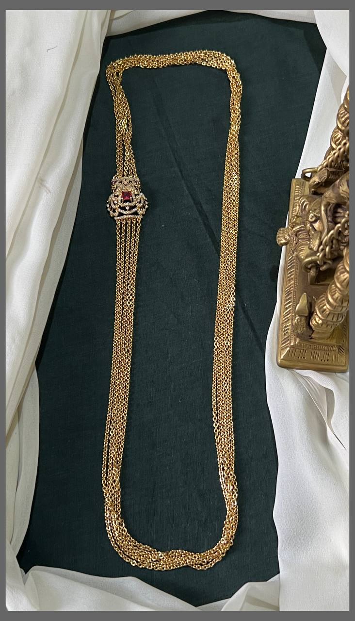 Mop Chandra Haram With Peacock Stone Pendant In Nakshi - NH00354