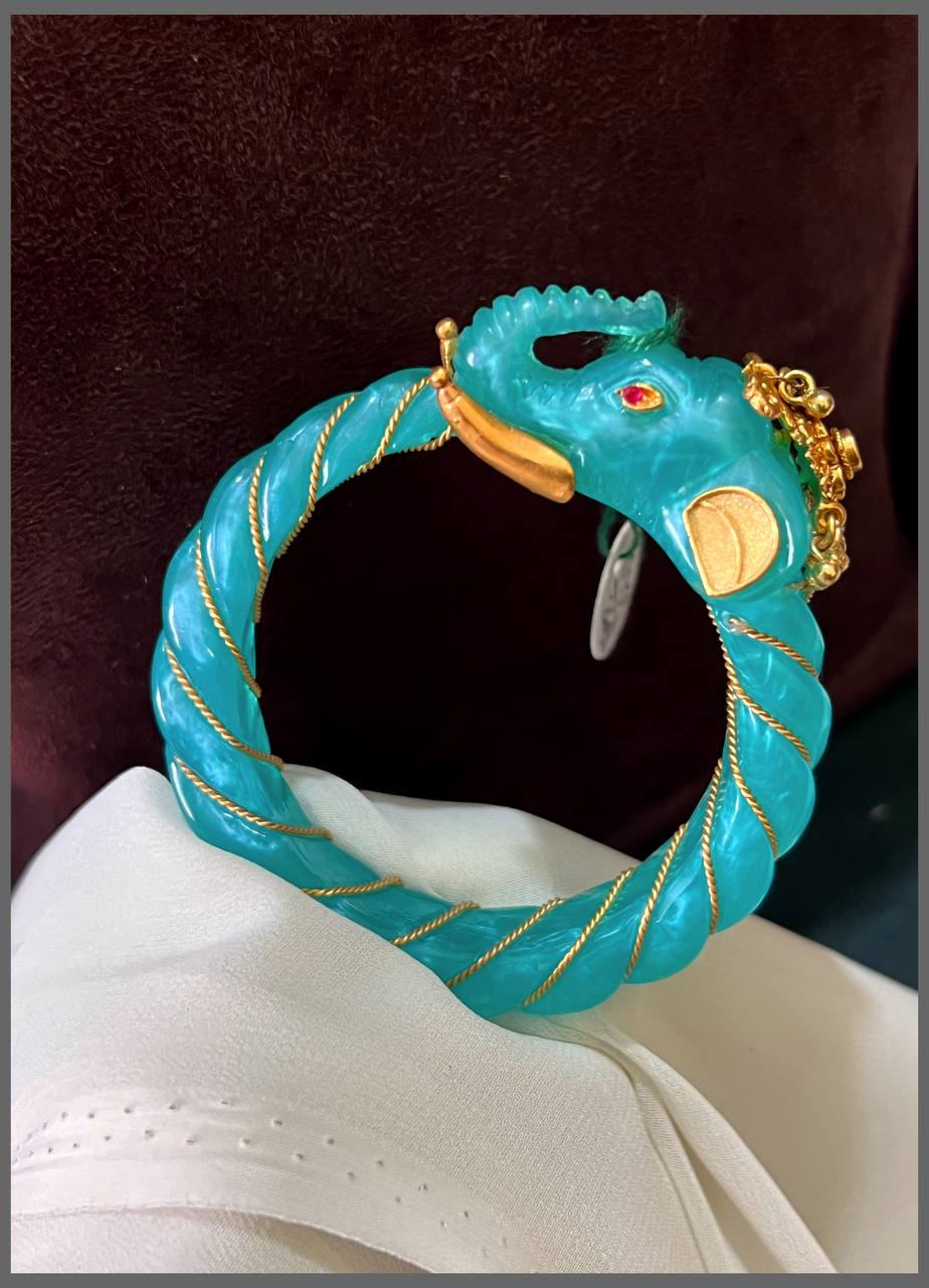 Turquoise Blue Elephant Bangle  - BG00256