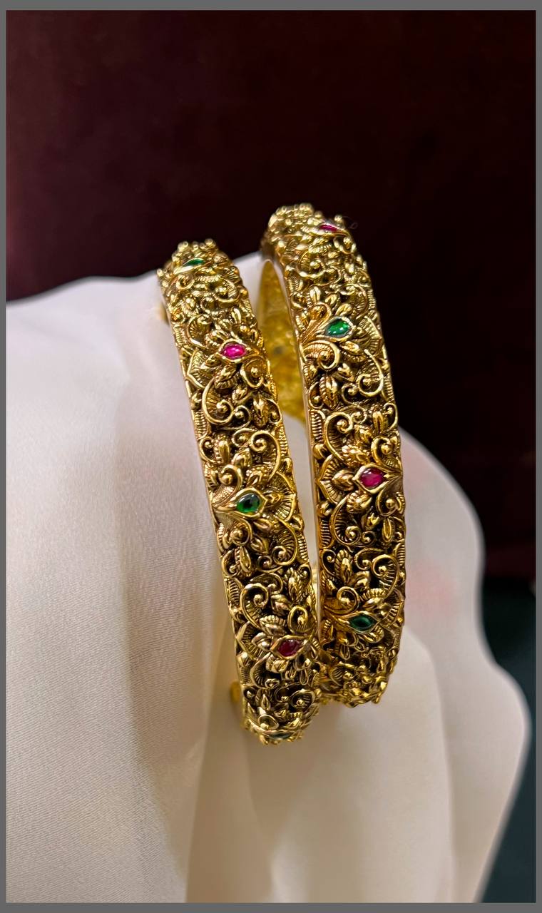 Antique Multi colour Flower Bangles - BG00312