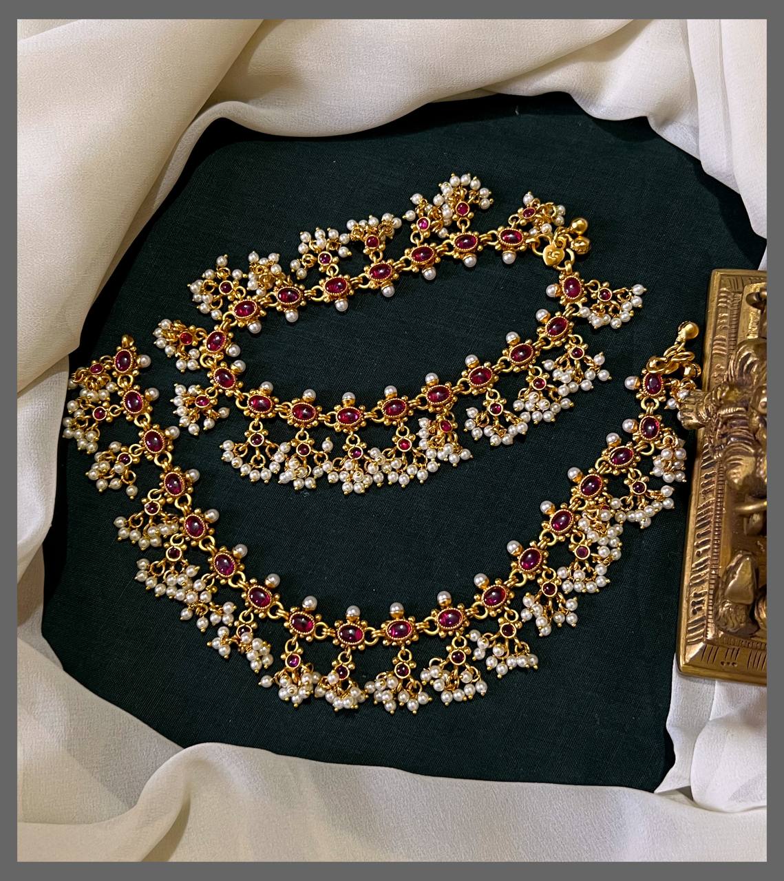 Stone and Pearl Payal in Kundan - PY007