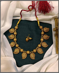 Antique Mango Necklace with Gold Beads in Nakshi - PB00485