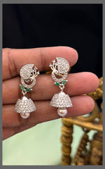 Beautiful White stone Peacock Jhumki in Diamond Earring - DE0017