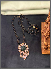 Emerald VictorianPendant with Black Beads Haram - BD00124