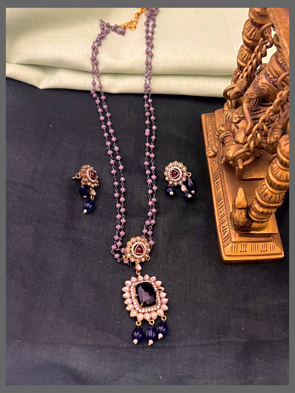 Flower Victorian Pendant with 2 Layer Pearl Haram - PB00517