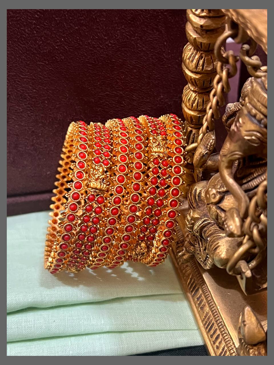 Ruby with Small Lakshmi Bangles in Nakshi - BG00433