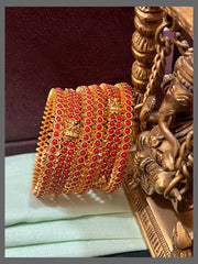 Ruby with Small Lakshmi Bangles in Nakshi - BG00433