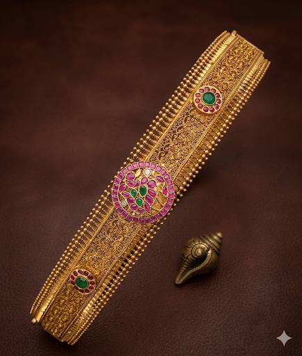 Beautiful Nakshi Pota Pendant Waist Belt - WB0025