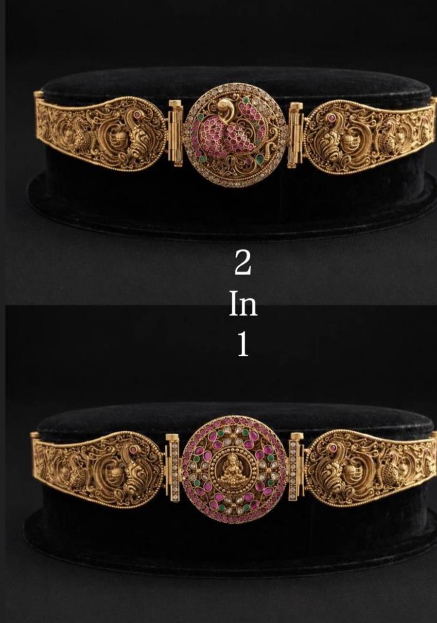 Lakshmi Peacock Double Sided Waist Belt With Designer Belt Pattern - WB0045