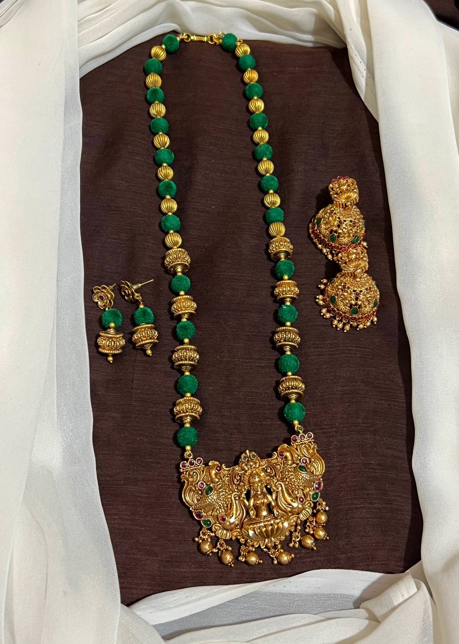 Nakshi beads and Lakshmi Pendant With Jhumki - PB00605