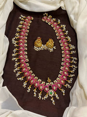 Jadau Peacock Mango Long Haram - KH0053
