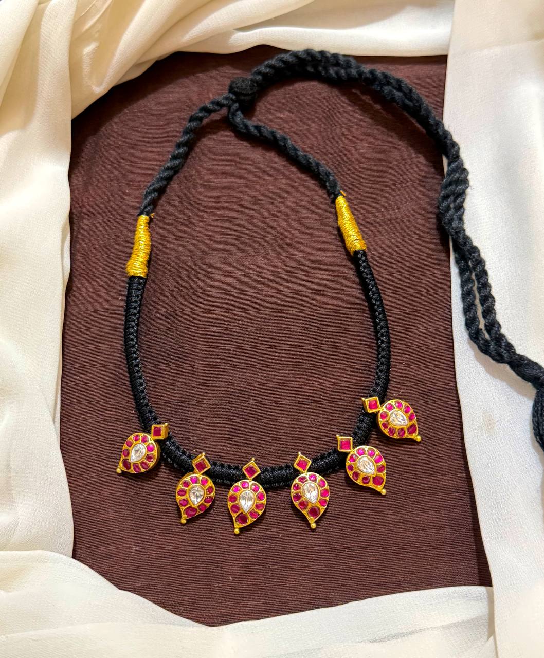 Jadau Mango Pendant Black Dori - BD00133