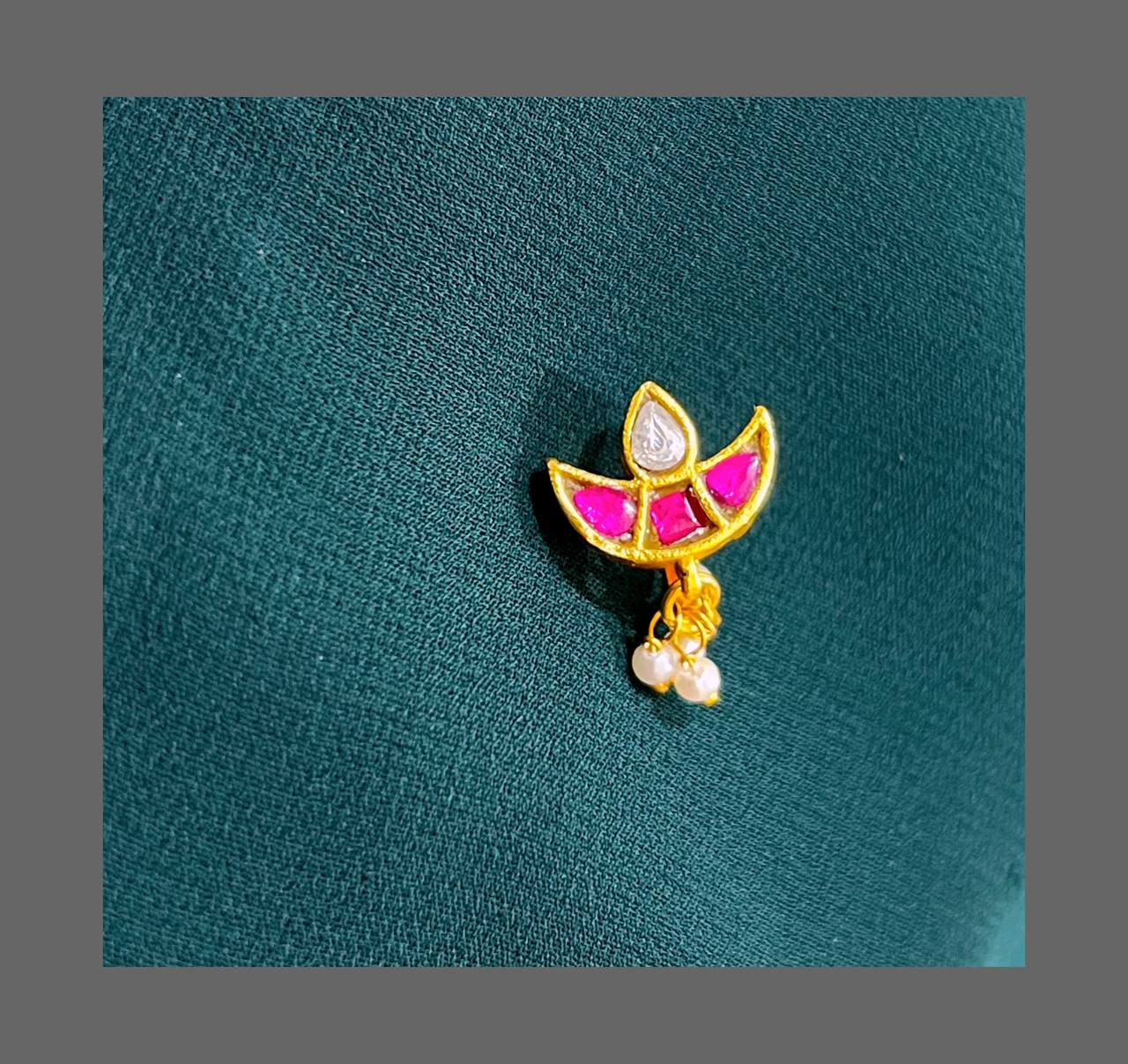 Ruby Chand Nose Ring in Kundan - NR0011