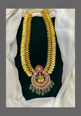 Kashu mala with Ruby Lakshmi pendent in Kundan Haram - KH00159