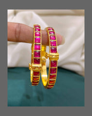 Ruby Screw Bangles in Kundan - BG0051 28 size