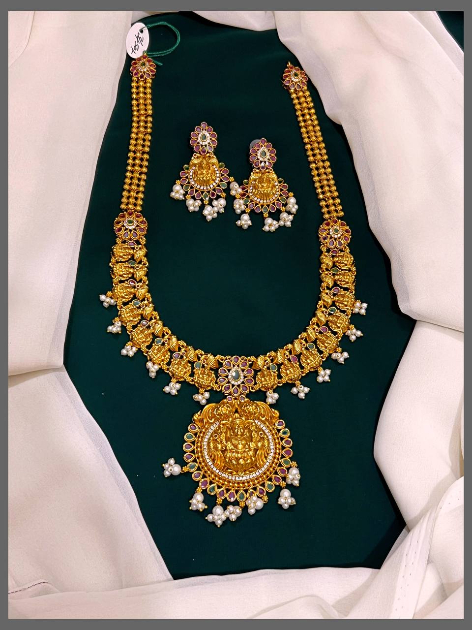 Beautiful Small Lakshmi Haram with Lakshmi Pendent in Nakshi  - NH00249