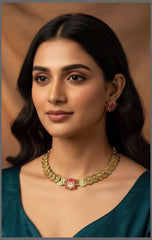 Kashu Necklace with Beautiful Lotus in Nakshi -  NN00442