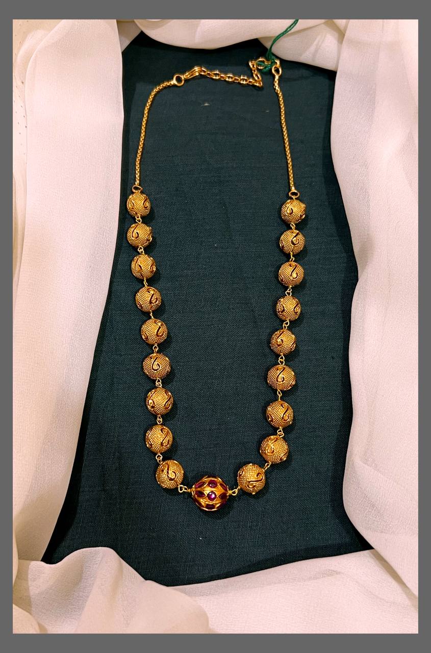 Golden Beads with Ruby Beads Haram - PB00250