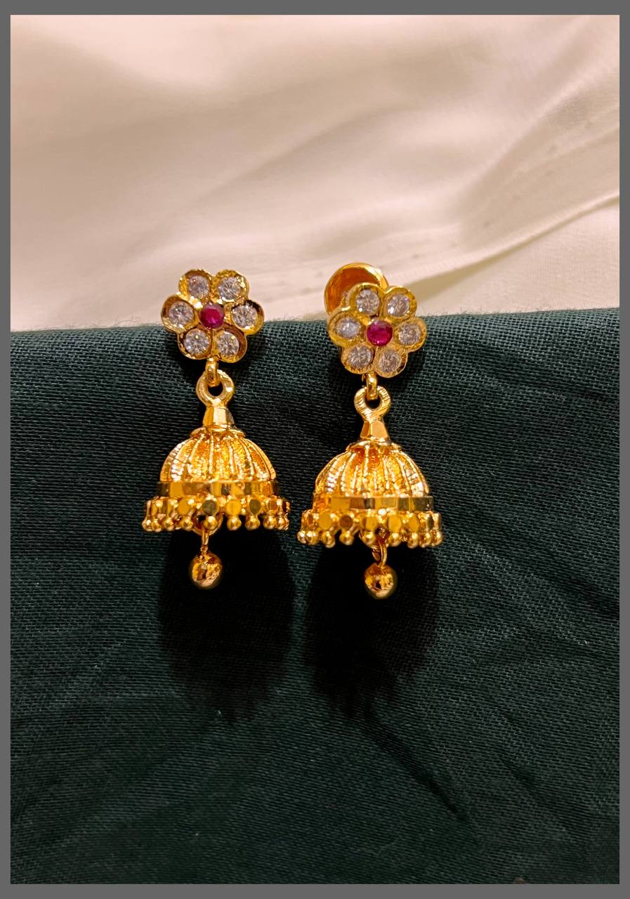Small Flower Jhumki In Nakshi - NE00554