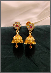 Small Flower Jhumki In Nakshi - NE00554