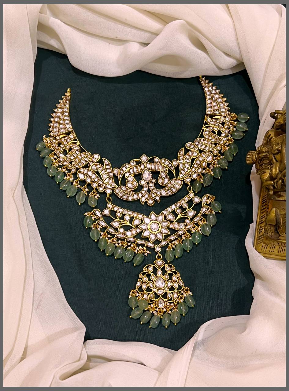 Double Layer Kundan Necklace With Pendent - KN00516