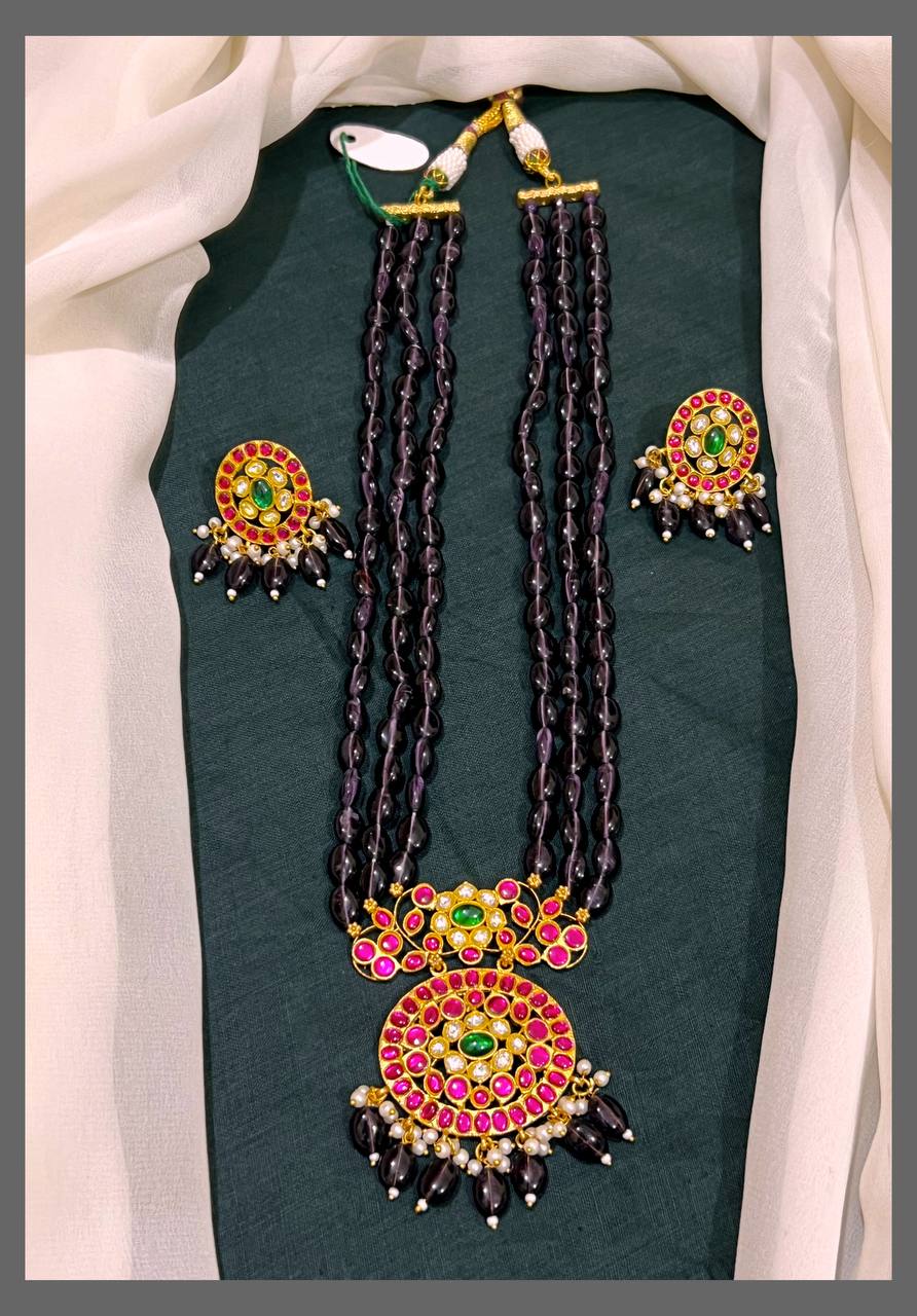 Purple Pearl Haram With Kundan Pendant - PB00310