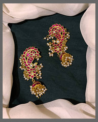 Beautiful Big Peacock Bugadi in Kundan - BU00146