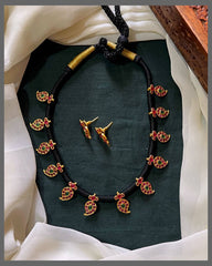 Multi Colour Mango small side Pendents Necklace in Black dori - BD00101