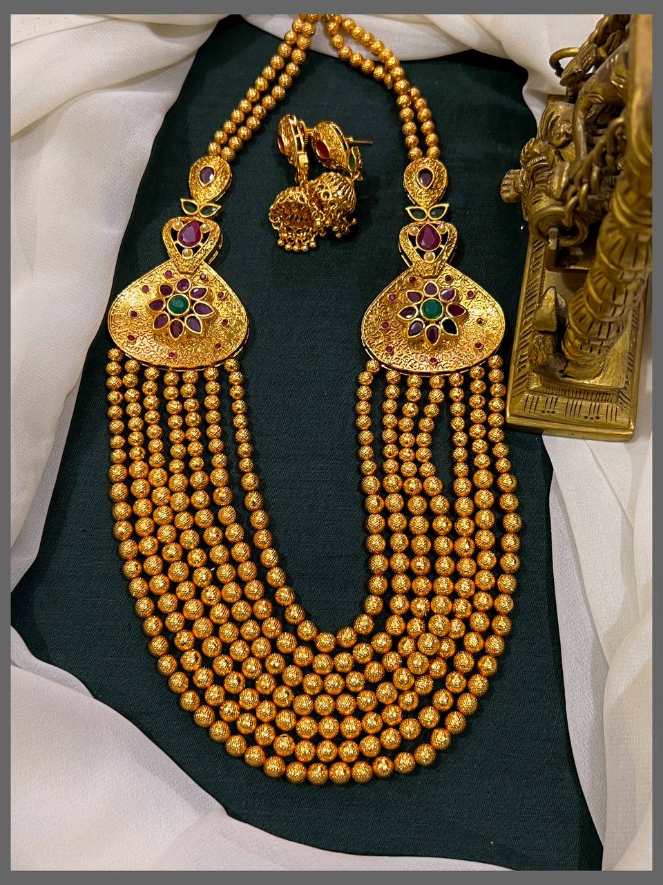 Gold Pearl Haram With Earrings - PB00468