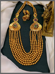 Gold Pearl Haram With Earrings - PB00468