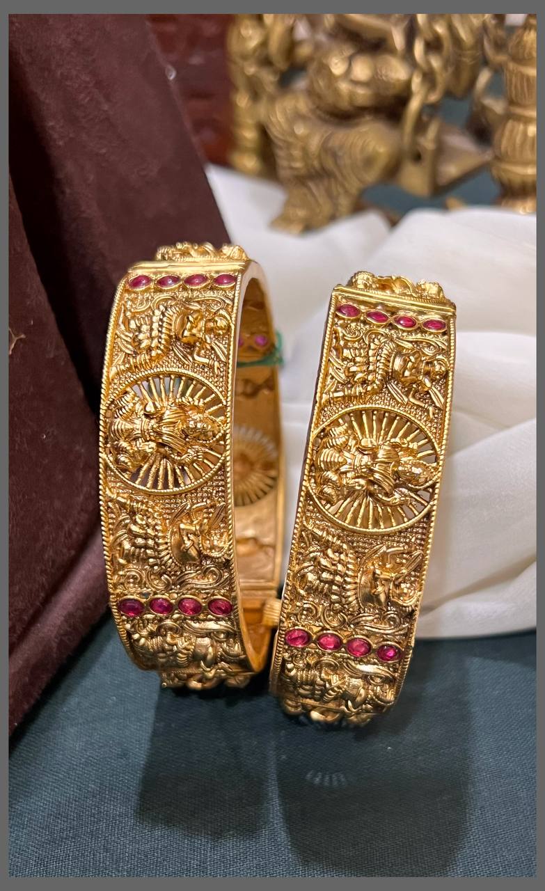 Ruby stone Lakshmi Bangles in Kundan - BG00236