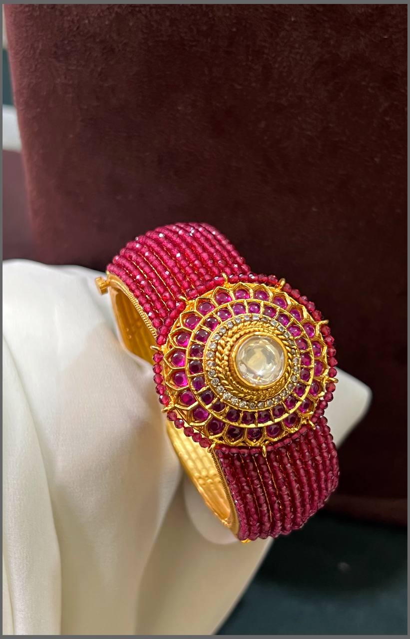 Ruby Pearl Bangle in Kundan - BG00252