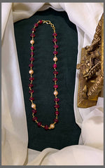 Ruby and Cream Pearl Chain - PB00481