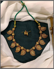 Antique Mango Necklace with Gold Beads in Nakshi - PB00485