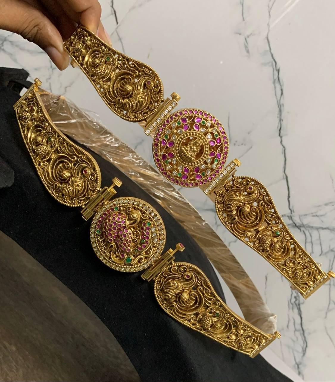 Lakshmi Peacock Double Sided Waist Belt With Designer Belt Pattern - WB0045