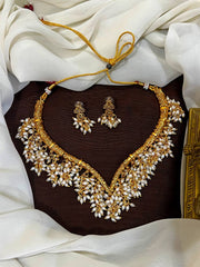 V shape Necklace With Pearls - NN0015