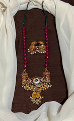 Ruby Enerald Beads With Rani Haram Pendant - PB00396