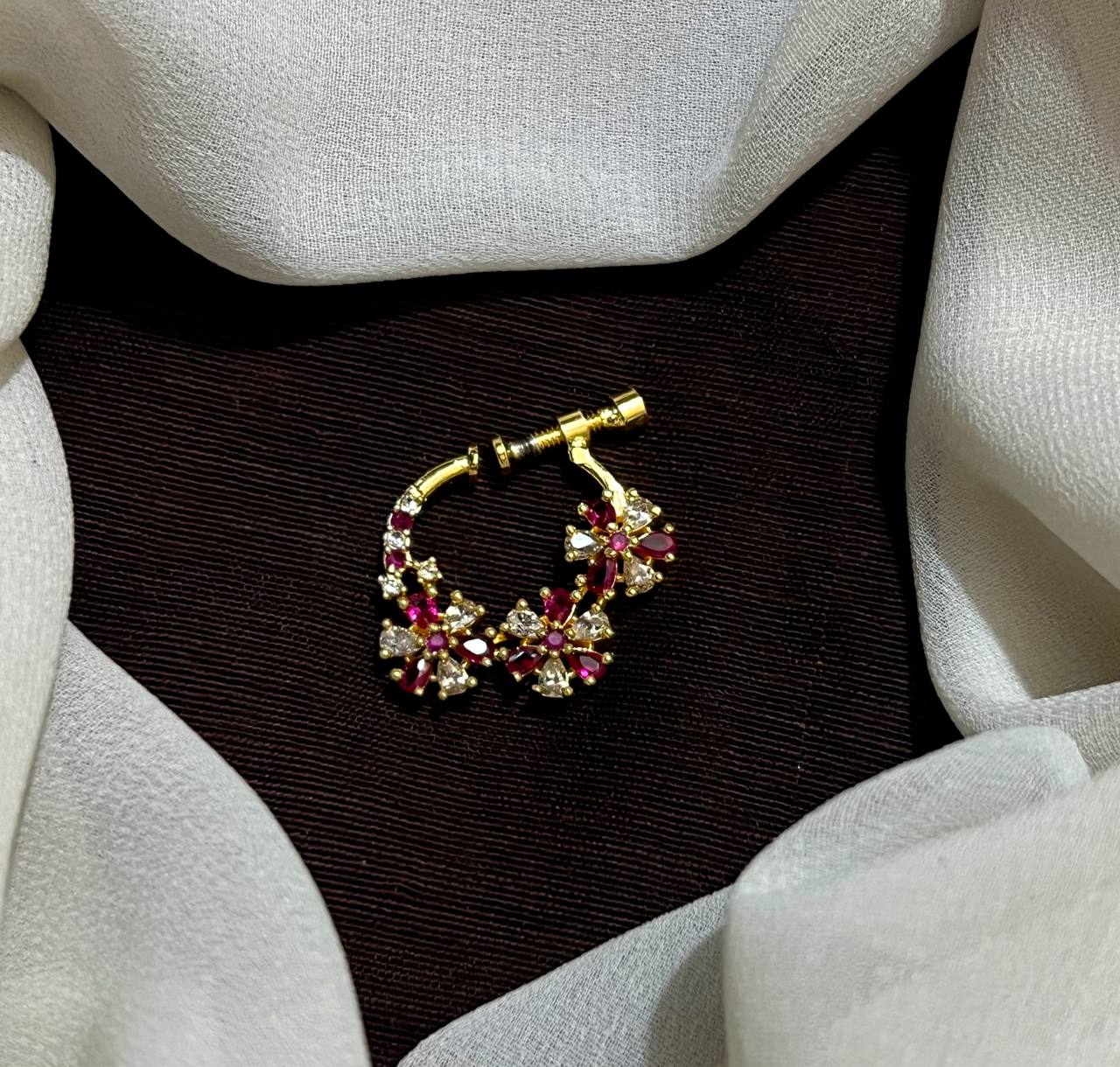 CZ Stone Gold Polish Nose Ring - NR0066