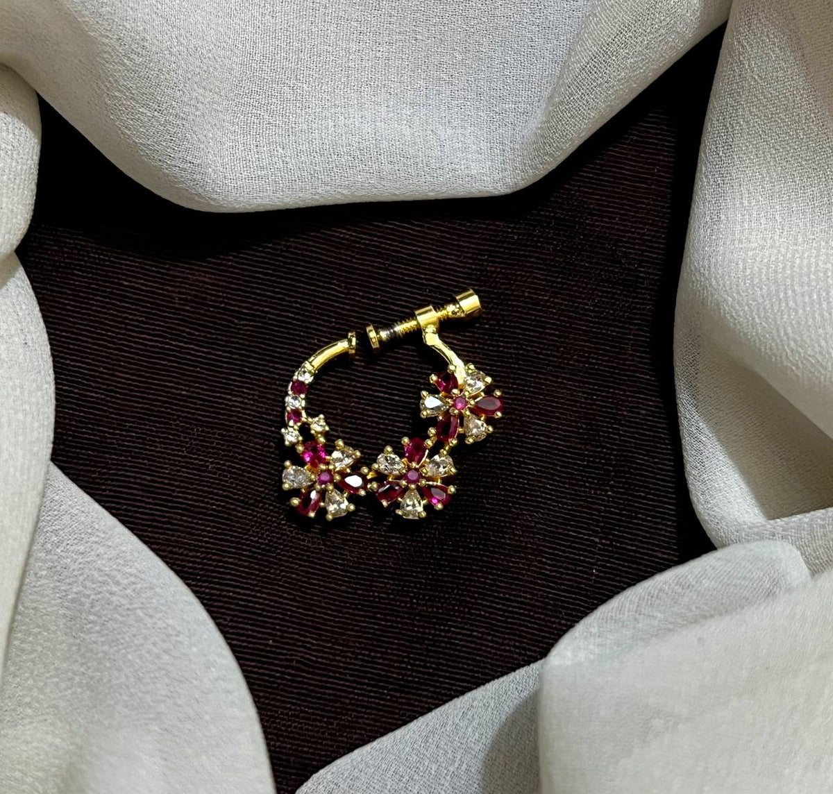 CZ Stone Gold Polish Nose Ring - NR0066