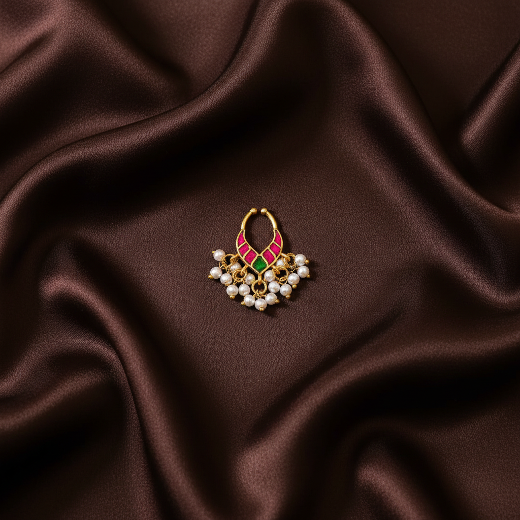 Beautiful Nose Ring With Pearls - NR0039