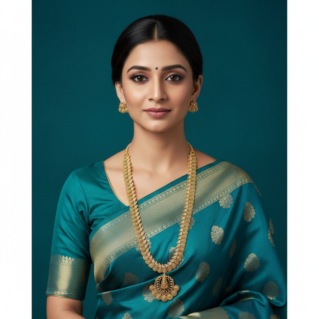 Elegant Gold Replica Kaasu Haram With Detachable Pendant - NH00435