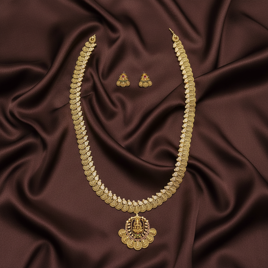 Elegant Gold Replica Kaasu Haram With Detachable Pendant - NH00435