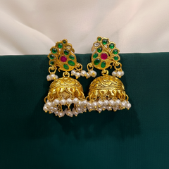 Jadau Peacocok Stud Jhumki - KE00591