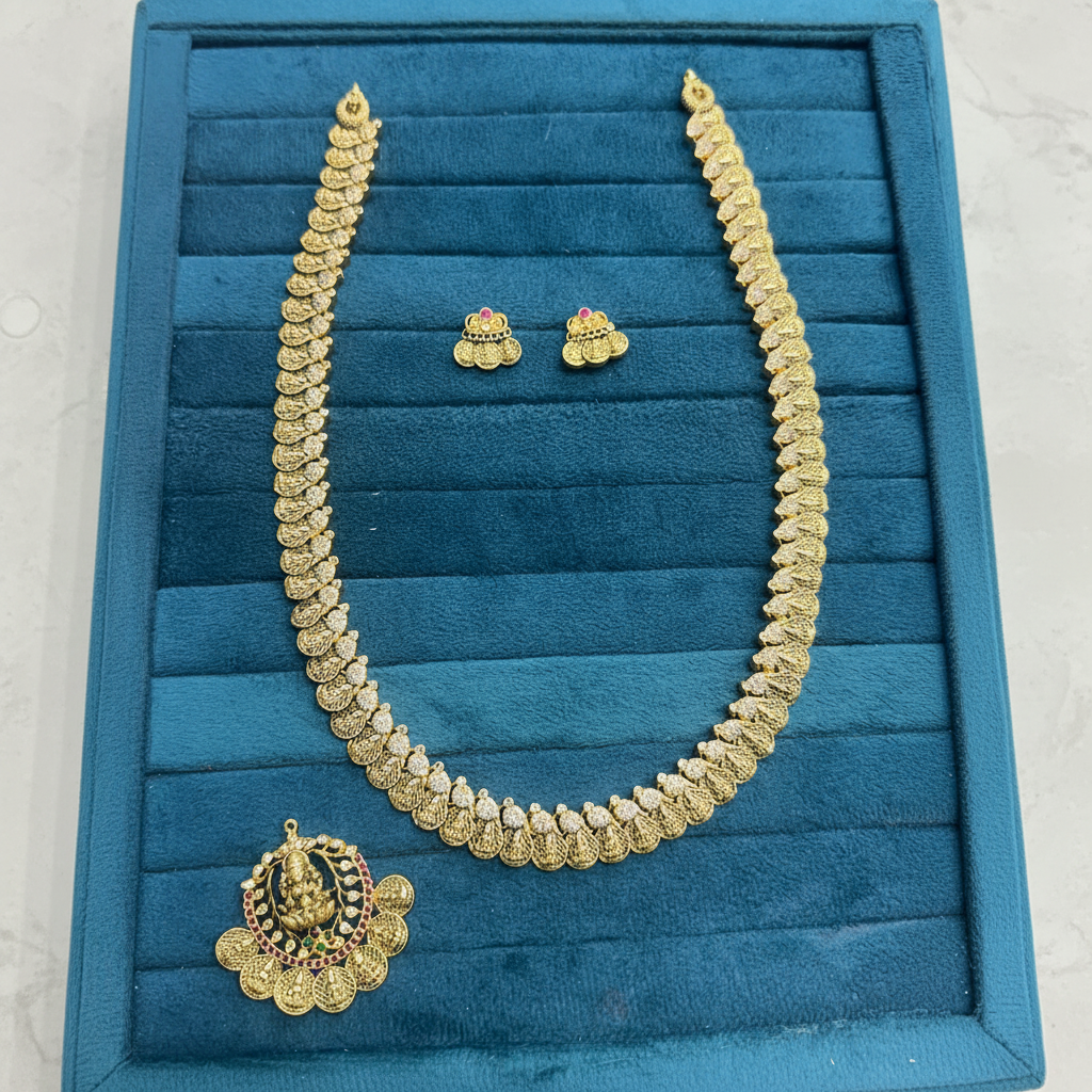 Elegant Gold Replica Kaasu Haram With Detachable Pendant - NH00435