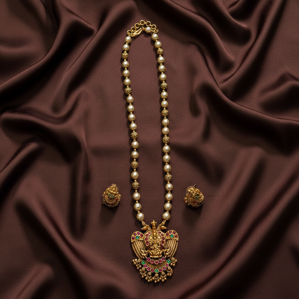 Pendant with Long Mala and jhumki - NH00482