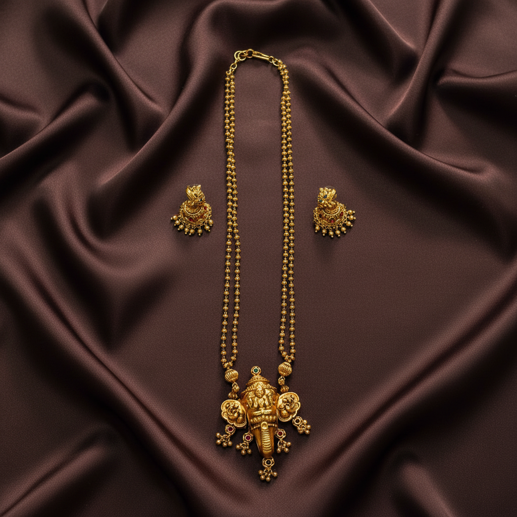 Pendant with Long Mala and jhumki - NH00482