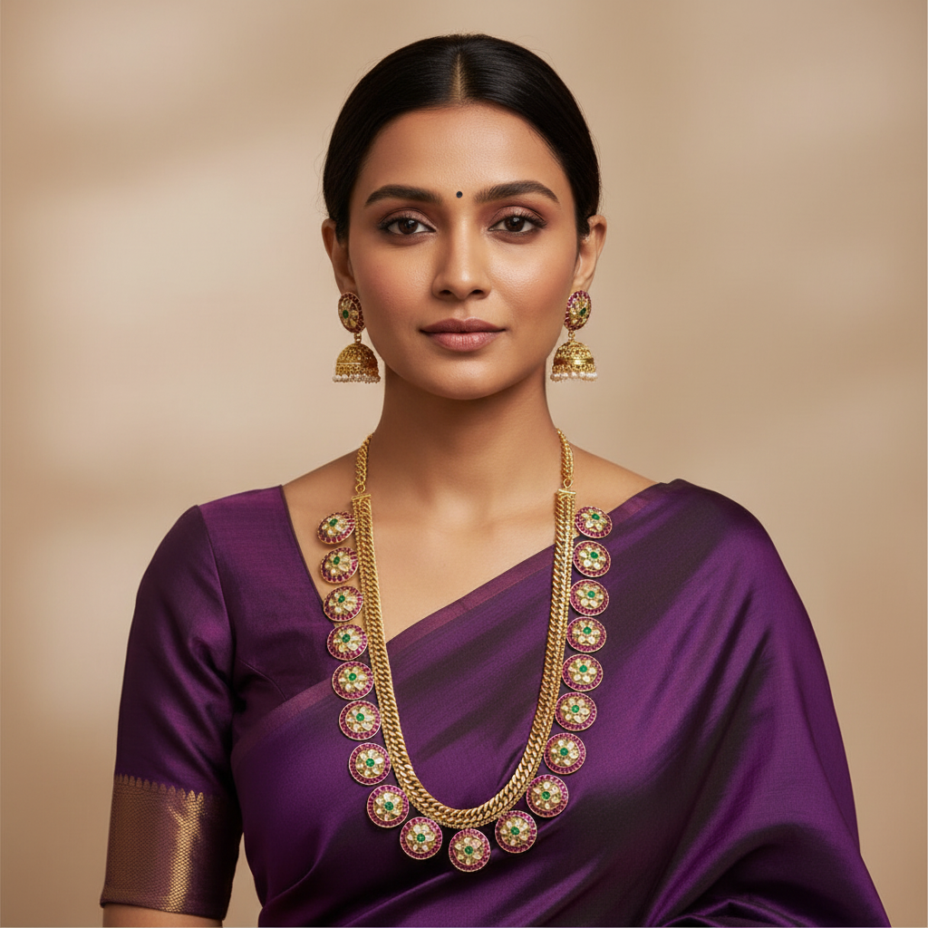 Jadau Bottu Long Haram With Jhumki - KH00373
